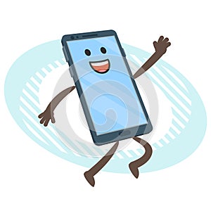 Cartoon Mobile Phone Character joyfully jumping