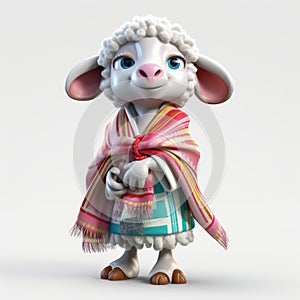 Mexican Folklore-inspired Cartoon Sheep Doll: Free High-resolution 3d Model photo