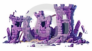 Cartoon modern illustration of a destroyed building, damaged structure, the consequences of a disaster, catastrophe, or