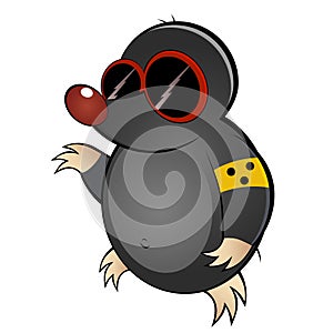 Cartoon mole with dark glasses