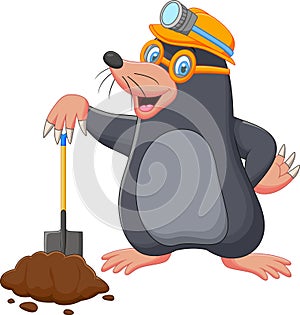 Cartoon mole holding shovel