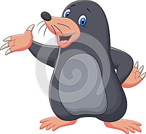 Cartoon mole waving