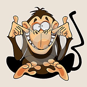 Cartoon monkey grimacing smiles