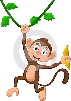 Cartoon monkey hanging