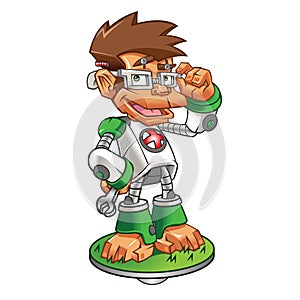 Cartoon Monkey Nerd robot