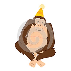 Cartoon Monkey With Party Hat