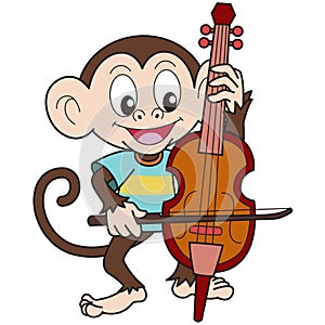 Cartoon Monkey Playing a Cello