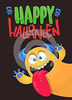 Cartoon monster character. Illustration of happy alien creature for Halloween party