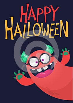 Cartoon monster character. Illustration of happy alien creature for Halloween party