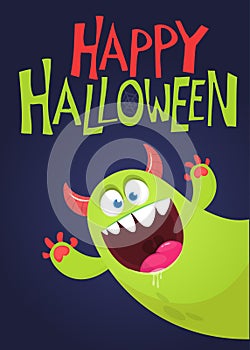 Cartoon monster character. Illustration of happy alien creature for Halloween party