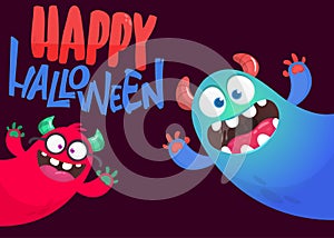 Cartoon monster character. Illustration of happy alien creature for Halloween party