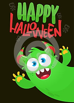 Cartoon monster character. Illustration of happy alien creature for Halloween party