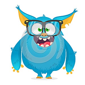 Cartoon monster character wearing glasses. Vector illustration isolated. Halloween design.