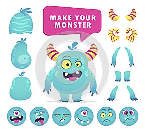 Cartoon monster creation kit, cute face set