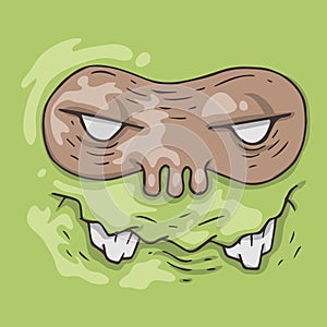 Cartoon monster face. Halloween illustration.