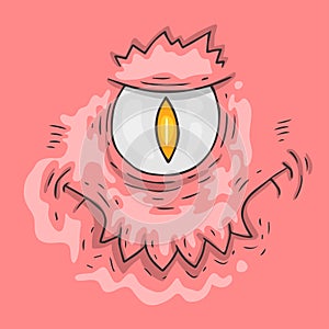 Cartoon monster face. Halloween illustration.