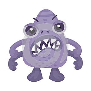 Cartoon Monster with Many Arms Expressing Anger Vector Illustration