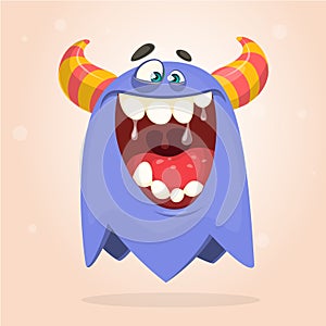 Cartoon monster with scary expression face. Vector character.