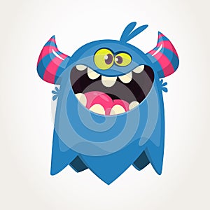 Cartoon monster with scary expression face. Vector character.