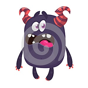 Cartoon monster with scary expression face. Vector character.