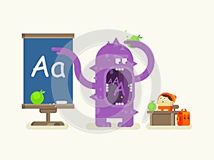 Cartoon monster teaches alphabet