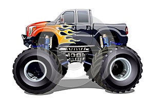 Cartoon Monster Truck isolated on white background photo