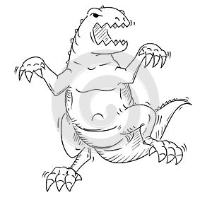 Cartoon of Monster Tyrannosaur or Dinosaur Godzilla Like Creature