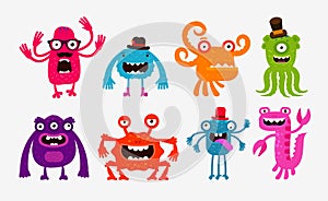 Cartoon monsters or bogeyman set. Vector illustration