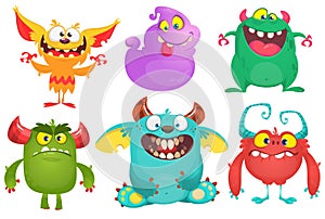 Cartoon Monsters collection. Vector set of cartoon monsters isolated.