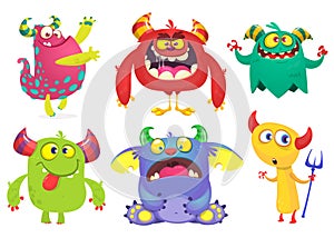 Cartoon Monsters collection. Vector set of cartoon monsters isolated. Ghost, troll, gremlin, goblin, devil and monster.