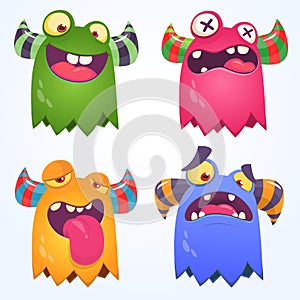 Cartoon Monsters set for Halloween. Vector set of cartoon monsters isolated. Design for print, party decoration, t-shirt