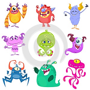 Cartoon Monsters. Vector set of cartoon monsters isolated