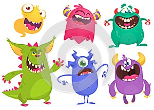 Cartoon Monsters. Vector set of cartoon monsters isolated