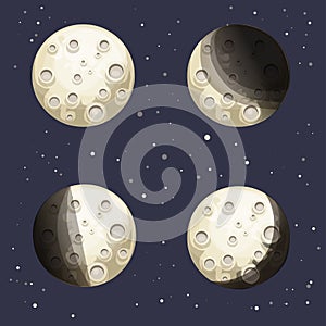 Cartoon Moon Phases