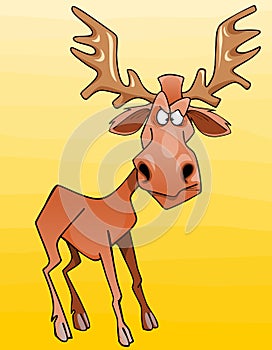 Cartoon moose character looks angrily