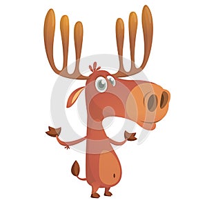 Cartoon Moose Character Vector Illustration.