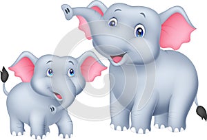 Cartoon Mother and baby elephant