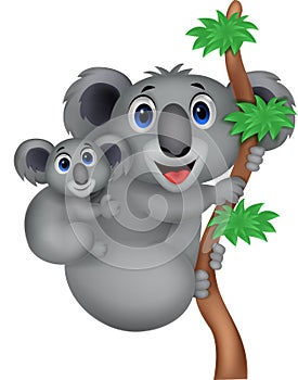 Cartoon Mother and baby koala
