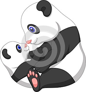 Cartoon Mother and baby panda