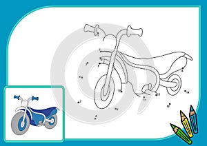 cartoon motorcycle. Connect dots and get image.