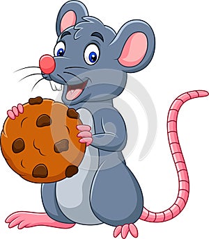 Cartoon mouse holding a cookie