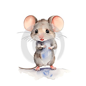 Cartoon mouse. Isolated on white background. Illustration for pet, animal, cute rat concept, Children\'s illustration