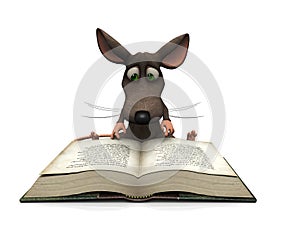 Cartoon mouse reading