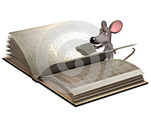 Cartoon Mouse reading book