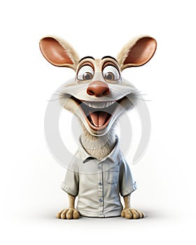 a cartoon mouse with a shirt on and a smile on his face. generative ai