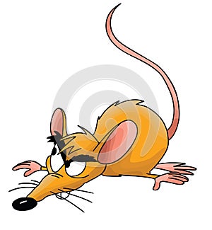 Cartoon mouse smelling floor watching around cautiously vector