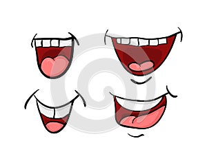 cartoon mouth with tongue and teeth set vector symbol icon design. Beautiful illustration isolated on white background