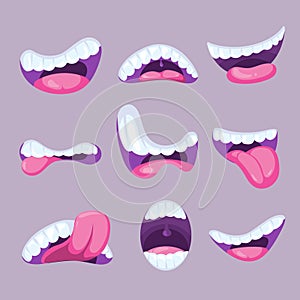 Cartoon mouths expressions vector set
