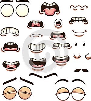 Cartoon mouths pronouncing different phonemes