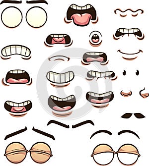 Cartoon mouths pronouncing different phonemes photo